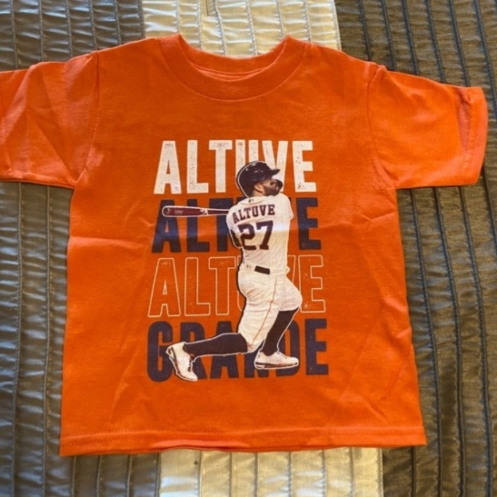 Jose Altuve Kids T-Shirt no.27 Houston Fan T-Shirt. 2T. Orange.  NWOT